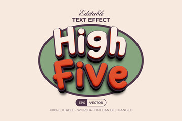 High Five Text Effect 3D Soft Style. Editable Text Effect.