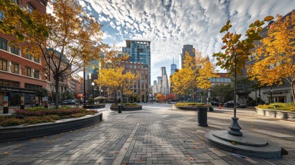 JERSEY CITY / USA – OCTOBER 11, 2019: Square in downtown Jersey City, New Jersey --ar 16:9 Job ID: c903e6aa-33d2-48bf-a694-fa55b6110536
