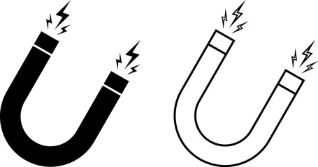 outline silhouette magnet u icon set