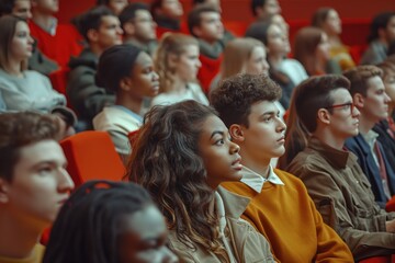 Back to school university college audience or lecture room with students as education study and learning concept during conference presentation and training seminar meeting