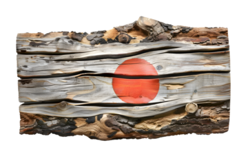 japan flag made of wood, PNG image