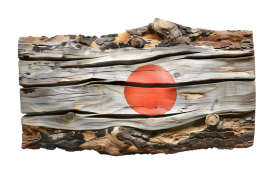 japan flag made of wood, PNG image - Powered by Adobe