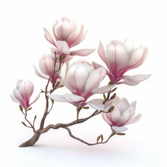 Exquisite magnolia blossoms, isolated, on white background