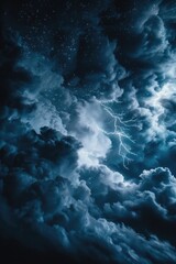Cloudy night sky with lightning
