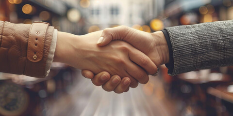 close up. successful business people shaking hands