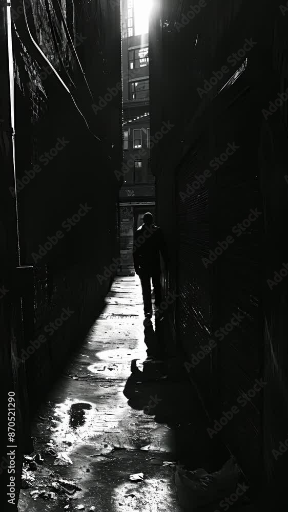 Poster a shadowy figure looms in the distance creating a sense of unease and uncertainty in the confined sp