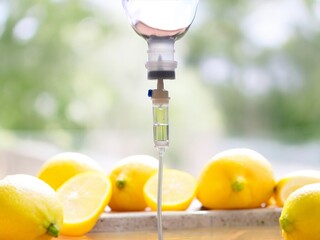Iv drip vitamin  treatment concept .