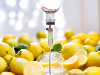 Iv drip vitamin  treatment concept .