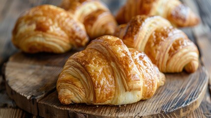 Fototapeta premium French croissants on a wooden background