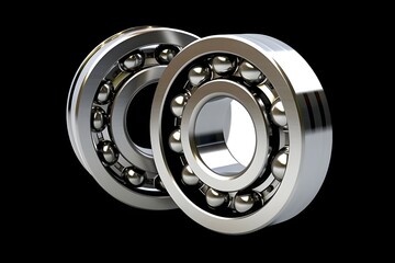 automotive bearings, roller bearing isolated on a white background. Close up of bearings isolated on white Three close-up bearings transparent background Generative Ai