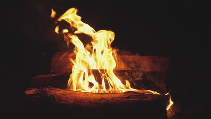 fire at night in summer slow motion 4k
