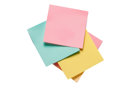 Post it notes isolated on transparent background
