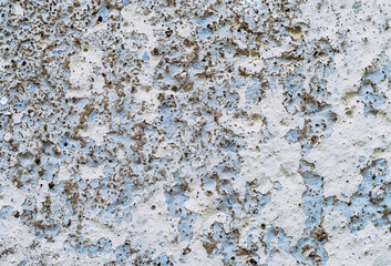 Old white, blue painted wall.