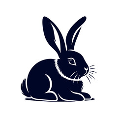 vector rabbit black silhouette icon design illustration template