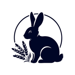 vector rabbit black silhouette icon design illustration template