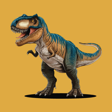  Tyrannosaurus rex or t rex dinosaur isolated on white. Comic style vector