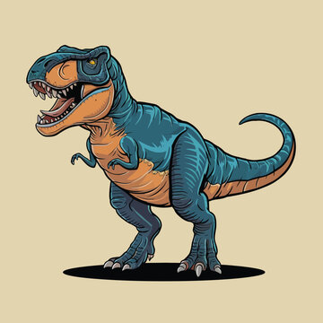  Tyrannosaurus rex or t rex dinosaur isolated on white. Comic style vector