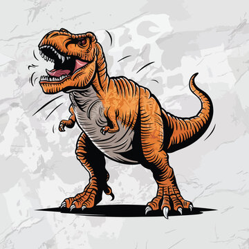  Tyrannosaurus rex or t rex dinosaur isolated on white. Comic style vector