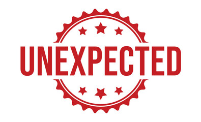 Obraz premium Unexpected Red rubber stamp on white background. Unexpected stamp sign. Unexpected stamp.