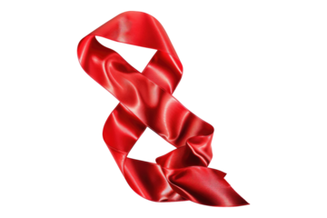 Red satin ribbon isolated on transparent background