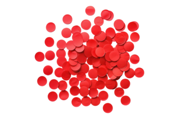 Red round adhesive stickers isolated on transparent background
