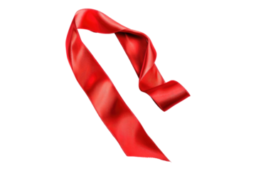 Red satin ribbon isolated on transparent background