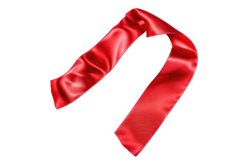 Red satin ribbon isolated on transparent background