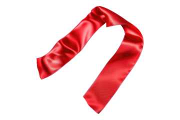 Red satin ribbon isolated on transparent background
