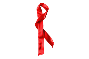 Red satin ribbon isolated on transparent background