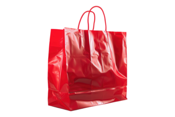 Red shopping bag isolated on transparent background