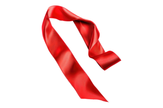 Red satin ribbon isolated on transparent background