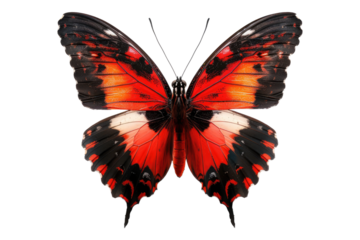 Red butterfly isolated on transparent background