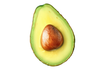 Ripe avocado slice isolated on transparent background