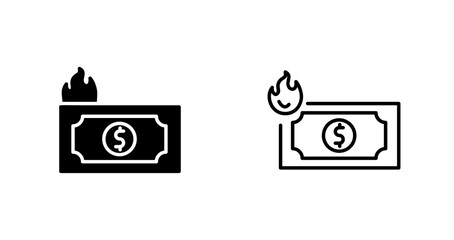 Dollar On Fire Vector Icon