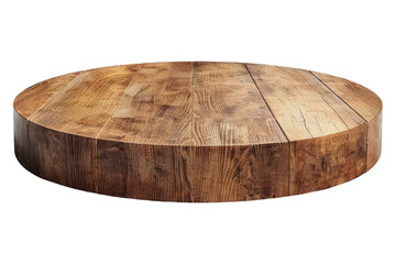 Round wooden podium isolated on transparent background