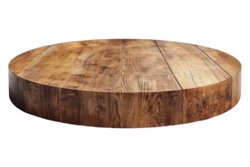 Round wooden podium isolated on transparent background