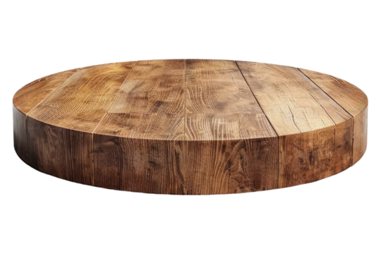 Round wooden podium isolated on transparent background