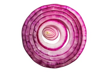 Sliced red onion ring isolated on transparent background