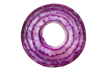 Sliced red onion ring isolated on transparent background