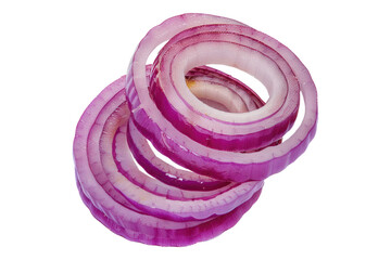 Sliced red onion ring isolated on transparent background