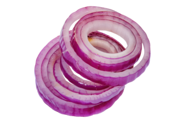 Sliced red onion ring isolated on transparent background