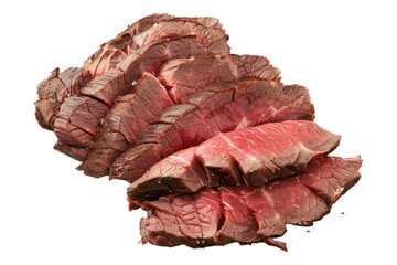Sliced roast of beef isolated on transparent background