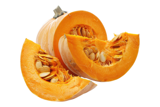sliced pumpkin isolated on transparent background