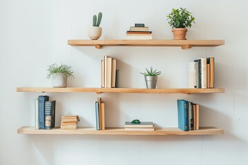 Wooden shelf with books and cactus - vintage effect style pictures