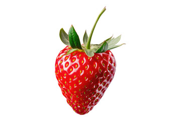 strawberries with leaves isolated on transparent background