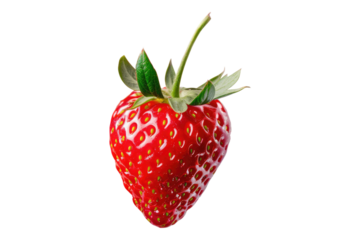 strawberries with leaves isolated on transparent background