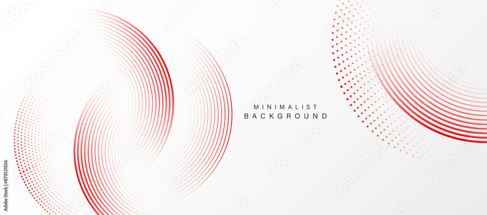 Poster Abstract white background with red circle lines. Digital future technology concept. vector illustration.	