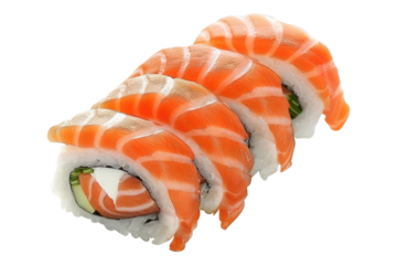 Sushi with salmon isolated on transparent background