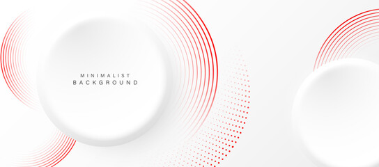 Abstract white background with red circle lines. Digital future technology concept. vector illustration.	
