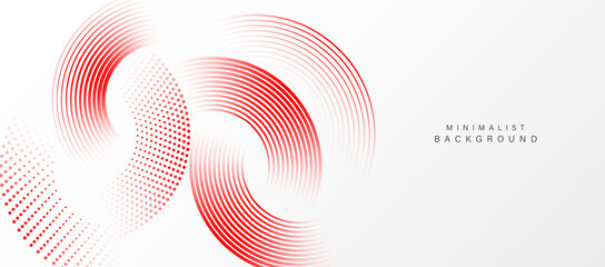 Abstract white background with red circle lines. Digital future technology concept. vector illustration.	